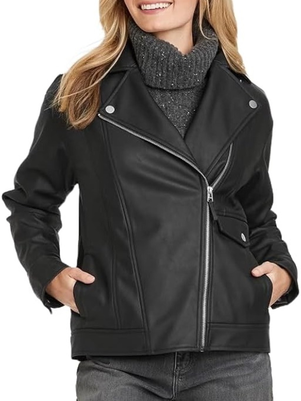 Universal Thread Black Faux Leather Moto Jacket